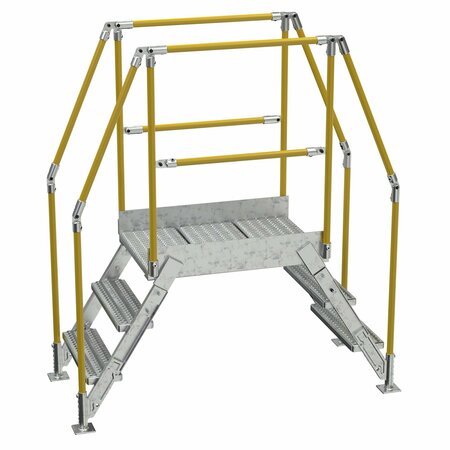 VESTIL 3 Step Galvanized Steel Cross-Over Ladder 66.5"x72.15" 500lb Capacity COL-3-26-23-HDG
